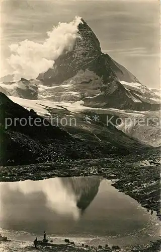 AK / Ansichtskarte Zermatt VS Matterhorn Riffelsee Gletscher Kat. Zermatt