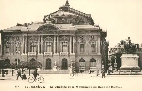 AK / Ansichtskarte Geneve GE Theater Denkmal General Dufour Kat. Geneve