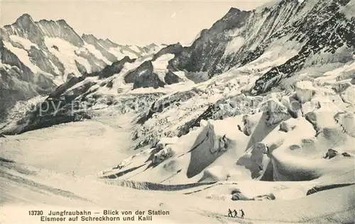 AK / Ansichtskarte Jungfraubahn Station Eismeer Schreckhorn Kalli Skiwanderer Kat. Jungfrau