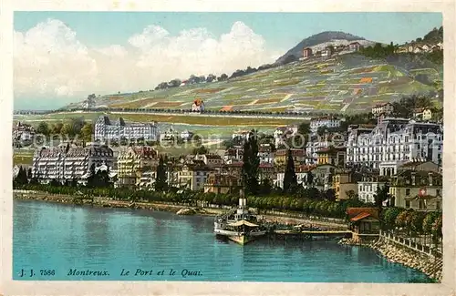 AK / Ansichtskarte Montreux VD Port  Quai Panorama Weinberge Kat. Montreux