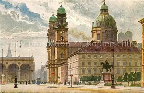 AK / Ansichtskarte Muenchen Feldherrnhalle Theatinerkirche Kuenstlerkarte Kat. Muenchen