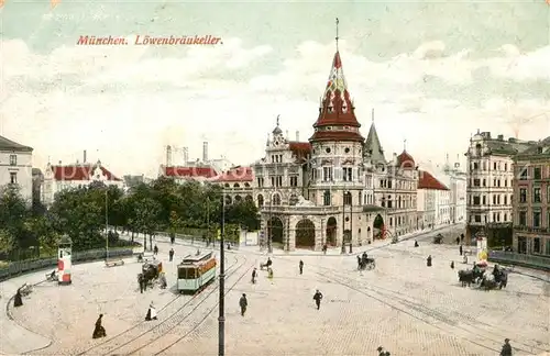 AK / Ansichtskarte Muenchen Loewenbraeukeller Strassenbahn Kat. Muenchen