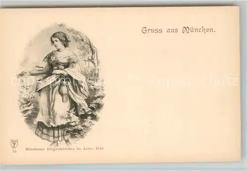 AK / Ansichtskarte Muenchen Buergermaedchen 1840 Kat. Muenchen