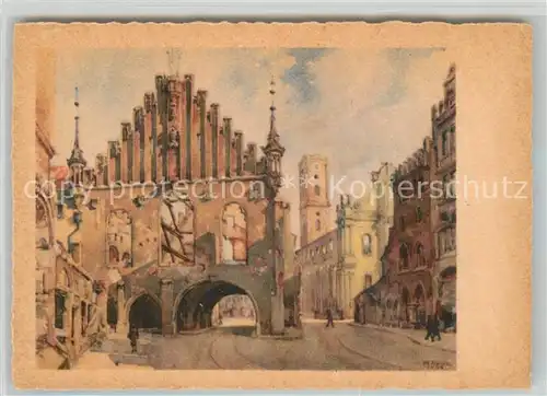 AK / Ansichtskarte Muenchen Kriegszerstoertes Rathaus 1944 Kuenstlerkarte Kat. Muenchen