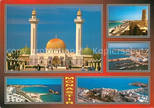 AK / Ansichtskarte Monastir Tunesie Mausoleum Festung Hafen Kueste Fliegeraufnahme