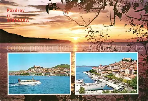 AK / Ansichtskarte Sibenik Sonnenuntergang am Meer Hafen Kueste Kat. Kroatien