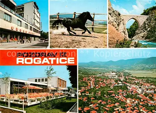 AK / Ansichtskarte Rogatica Rogatice Strassenpartie Pferd Bruecke Hotel Fliegeraufnahme Kat. Bosnien Herzegowina