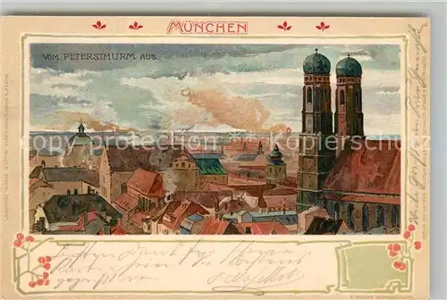 AK / Ansichtskarte Muenchen Frauenkirche vom Petersthurm gesehen Kat. Muenchen