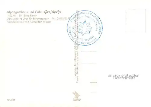 AK / Ansichtskarte Berchtesgaden Alpengasthaus und Cafe Grafelhoehe Landschaftspanorama Alpen Kat. Berchtesgaden