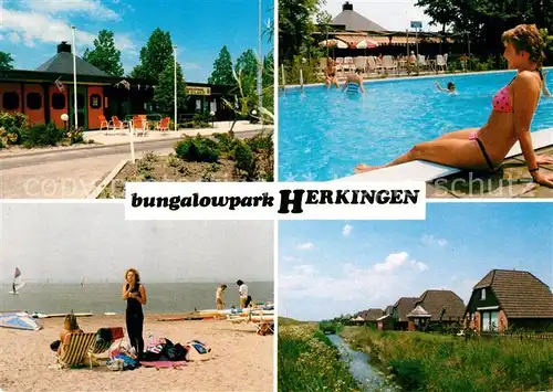 AK / Ansichtskarte Herkingen Bungalowpark Strand Swimming Pool