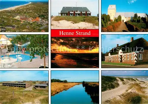 AK / Ansichtskarte Henne Strand Hotel Ferienhaus Hallenbad Kanal Duenen Fliegeraufnahme Kat. Daenemark
