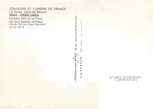 AK / Ansichtskarte Erbalunga Petit Port et sa Tour Collection Couleurs et Lumiere de France vue aerienne Kat. Brando