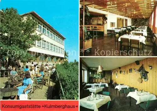 AK / Ansichtskarte Saalfeld Saale Konsum Gaststaette Kulmberghaus Gnomenbar Jaegerstube Kat. Saalfeld