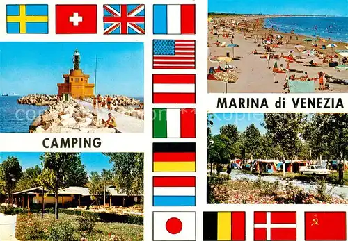 AK / Ansichtskarte Punta Sabbioni Camping Marina di Venezia Spiaggia Strand Nationalflaggen Kat. Venezia Venedig