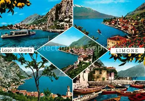 AK / Ansichtskarte Limone Lago di Garda Panorama Gardasee Hafen Ausflugsboot