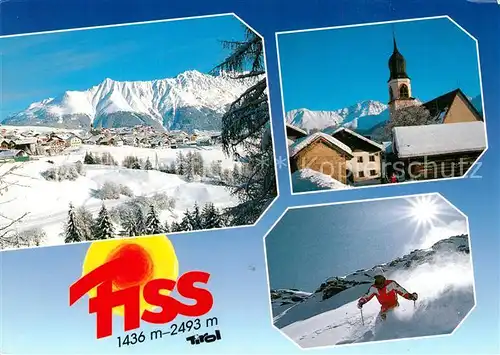 AK / Ansichtskarte Fiss Tirol Kirche Skipiste Panorama Kat. Fiss