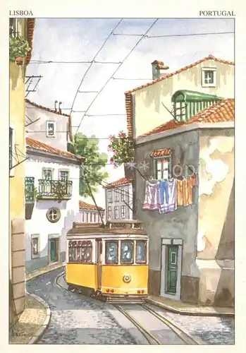 AK / Ansichtskarte Lisboa Aguarelas Rua Tipica de Alfama Kuenstlerkarte Kat. Portugal