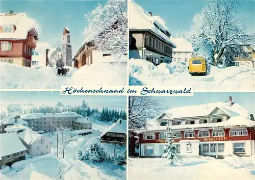 AK / Ansichtskarte Hoechenschwand Winterpanorama Kirche Hotel Krone Kat. Hoechenschwand