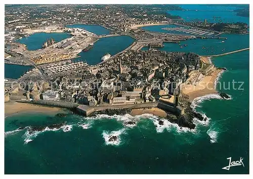 Saint Malo Ille et Vilaine Bretagne Fliegeraufnahme Altstadt Hafen Kat. Saint Malo