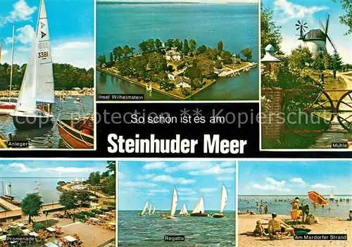 AK / Ansichtskarte Steinhude Meer Anleger Insel Wilhelmstein Promenade Regatta Mardorfer Strand