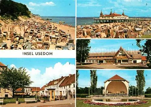 AK / Ansichtskarte Insel Usedom Platz des Friedens ueckeritz Strand Ahlbeck Seebruecke Damerow Frostferienheim Heringsdorf Konzertplatz Pavillon