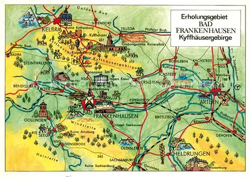 AK / Ansichtskarte Bad Frankenhausen Erholungsgebiet Kyffhaeusergebirge Landkarte Kat. Bad Frankenhausen