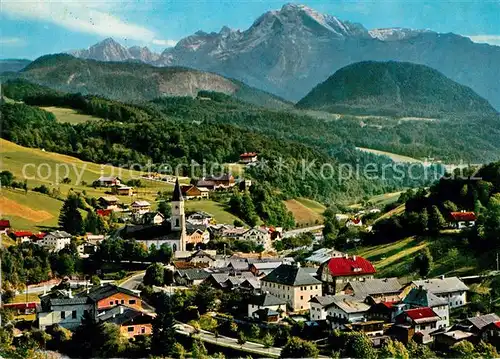 AK / Ansichtskarte Marktschellenberg mit Hohem Goell und Brett Berchtesgadener Alpen Fliegeraufnahme Kat. Marktschellenberg