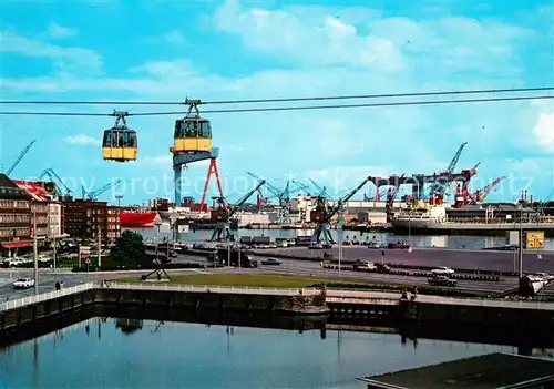 AK / Ansichtskarte Kiel Gondelbahn am Bootshafen Blick ueber Foerde Werftanlagen Kat. Kiel