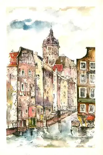 AK / Ansichtskarte Amsterdam Niederlande Kolkje oudste stadsdeel aelteste Stadtteil Kuenstlerkarte Kat. Amsterdam