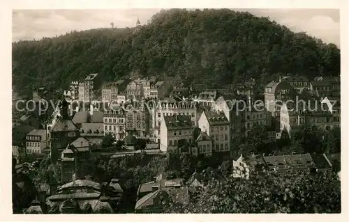 AK / Ansichtskarte Karlsbad Eger Stadtturm mit Hirschensprungzeile