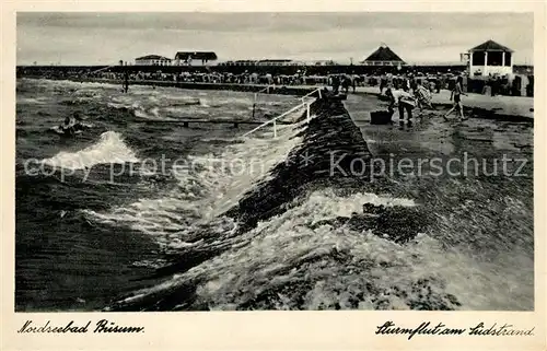 AK / Ansichtskarte Buesum Nordseebad Sturmflut am Suedstrand Kat. Buesum