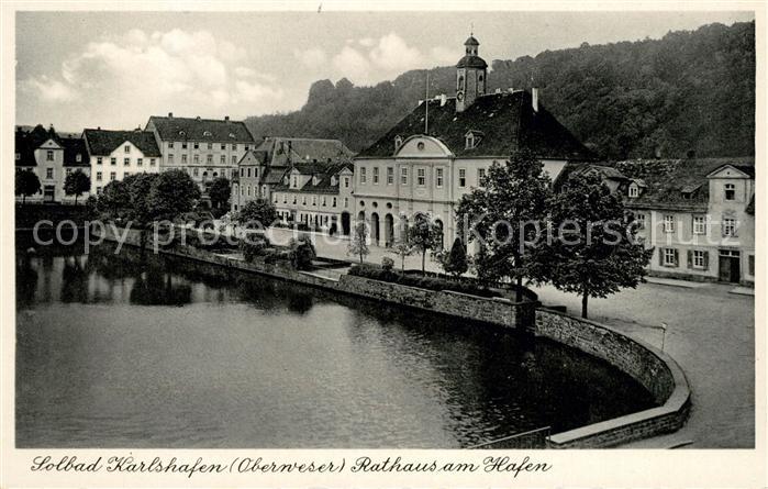 AK / Ansichtskarte Karlshafen Bad Rathaus am Hafen Kat