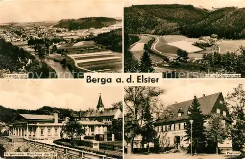 AK / Ansichtskarte Berga Elster Fliegeraufnahme mit Oberhammer Postamt Klubhaus der DSF Kat. Berga Elster