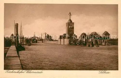 AK / Ansichtskarte Wesermuende Fischereihafen Schleuse Kat. Bremerhaven