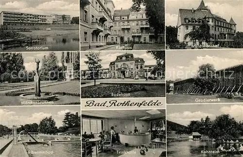 AK / Ansichtskarte Bad Rothenfelde Sanatorium Kurhaus Weidtmanshof Maerchenbrunnen Badehaus Gradierwerk Schwimmbad Trinkhalle Kahnteich Kat. Bad Rothenfelde