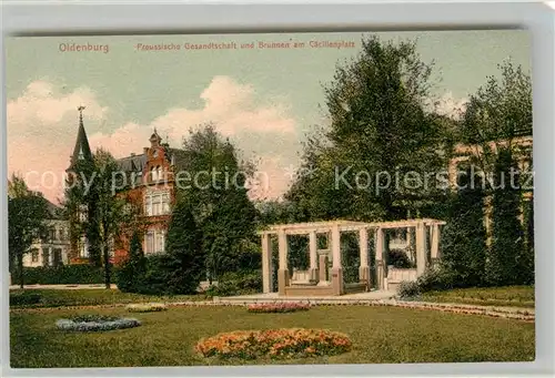 AK / Ansichtskarte Oldenburg Niedersachsen Preussische Gesandtschaft und Brunnen am Caecilienplatz Kat. Oldenburg (Oldenburg)