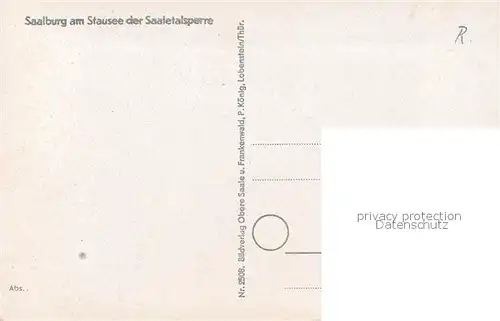 AK / Ansichtskarte Saalburg Saale Fliegeraufnahme Saaletalsperre Kat. Saalburg Ebersdorf