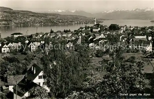 AK / Ansichtskarte Thalwil Seepartie mit Alpen Kat. Thalwil