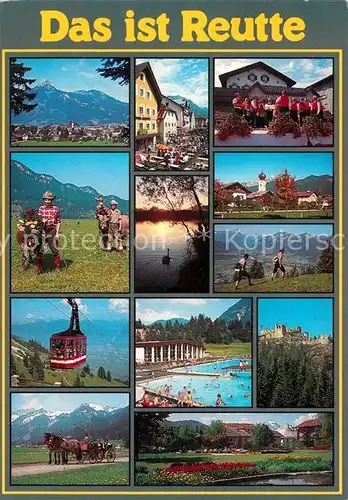 AK / Ansichtskarte Reutte Tirol Kuehe Seilbahn Pferdekutsche Freibad Kat. Reutte