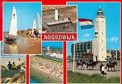 AK / Ansichtskarte Noordwijk aan Zee  Fliegeraufnahme Strand Leuchtturm Pferde  Kat. Noordwijk