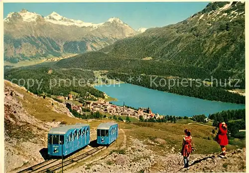 AK / Ansichtskarte St Moritz GR Corviglia Bahn mit Piz Languard St Moritzersee Alpenpanorama Kat. St Moritz