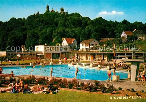 AK / Ansichtskarte Braunfels Freibad mit Schloss Kat. Braunfels