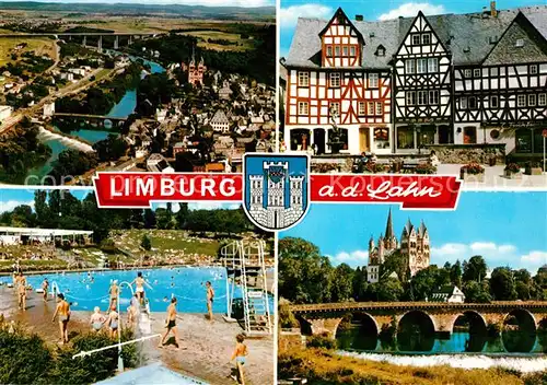 AK / Ansichtskarte Limburg Lahn Lahnpartie Freibad Fachwerk Dom Kat. Limburg a.d. Lahn