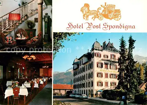 AK / Ansichtskarte Spondigna Spondinig Hotel Post Hirschen Pferdekutsche Kat. Schluderns Vinschgau