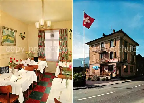 AK / Ansichtskarte Alpnachstad Hotel Alpenroesli Schweizer Flagge Kat. Alpnachstad