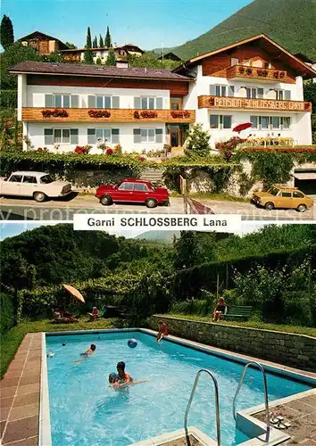 AK / Ansichtskarte Lana Merano Suedtirol Pension Schlossberg Swimming Pool
