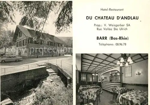 AK / Ansichtskarte Barr Bas Rhin Hotel Restaurant Du Chateau d Andlau Kat. Barr