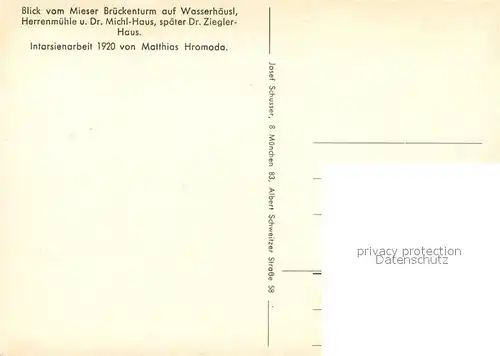 AK / Ansichtskarte Mies Stribro Westboehmen Kuenstlerkarte Brueckenturm Wasserhaeusl Herrenmuehle Dr Michl Haus Kat. 