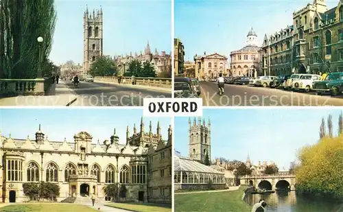 AK / Ansichtskarte Oxford Oxfordshire Magdalen College and Bridge Oriel College Exeter Sheldonian and Clarendon Buildings Magdalen Bridge Kat. Oxford