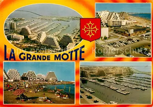 AK / Ansichtskarte La Grande Motte Vue aerienne Hotels Plage Port Kat. La Grande Motte